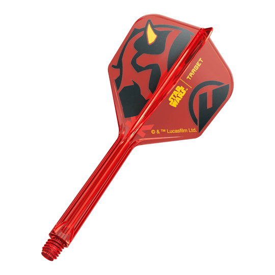 Ein einzelner Dartflight mit dem Titel '410522_Target_StarWars_KFlex_DarthMaul_No6_Flights_Medium_33mm_1'. Das Bild zeigt ein Star Wars Motiv im Darth Maul Design in mittlerer Größe.