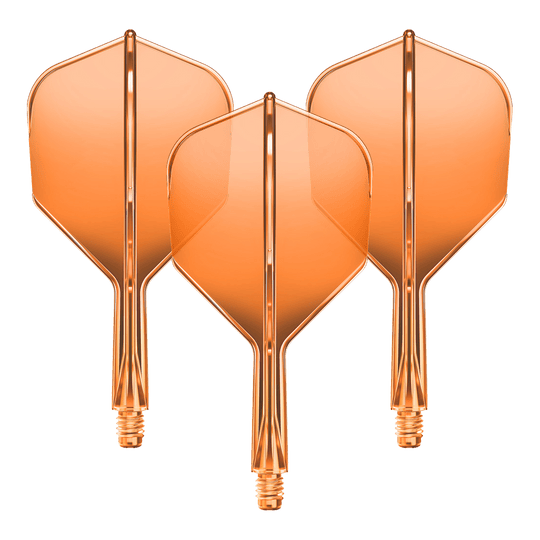 GOAT A1R No6 Flight Shaft System - Neon Orange Gezeigt wird ein Flight-Shaft-System für Darts in Neonorange mit einer Länge von 19mm. Das Set gehört vermutlich zur GOAT A1R No6 Serie.