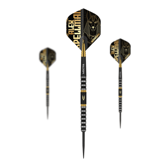 Winmau Alex Spellman steel darts Auf dem Bild ist das Winmau Alex Spellman Steeldarts Set zu sehen. Es handelt sich um ein komplettes Set für Dartspieler.