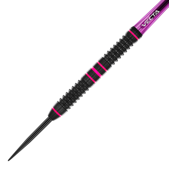 Hier sieht man die Winmau Team 360 Rebecca Allen Steeldarts mit einem Gewicht von 24g. Das Produkt zeichnet sich durch sein elegantes Design und hochwertige Verarbeitung aus.