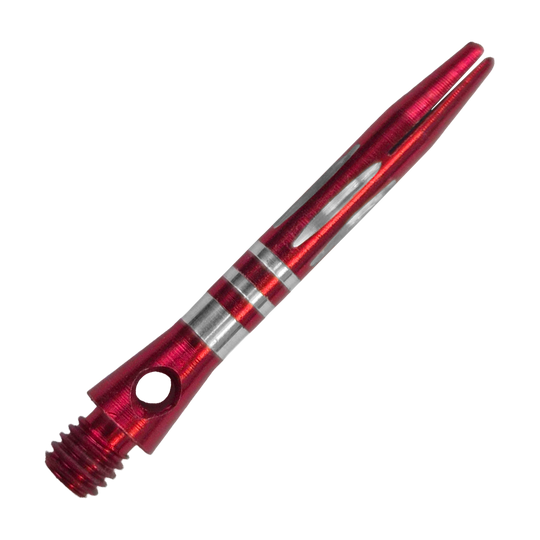 Ringed Diamond Cut Aluminum Shafts - Red - 35 mm Hier ist der Ringed Diamond Cut Aluminium Shafts - Rot - 35 mm zu sehen. Der Aluminium-Schaft ist rot und mit Ringen versehen.