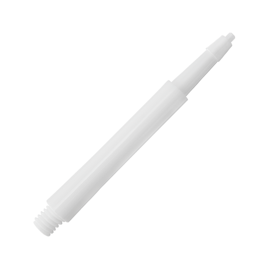 HRC12626W_Harrows_Clic_Standard_Shafts_Weiss_30mm_2 Das Bild zeigt einen weißen Harrows Clic Standard Shaft für Darts. Er ist aus Kunststoff gefertigt und hat ein Schraubgewinde am Ende.