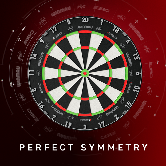 Winmau Blade 6 Triple Core 360 steel dartboard Zu sehen ist wahrscheinlich ein Winmau Blade 360 Steeldartboard mit einer alternativen Ansicht. Das Bild dient zur Produktansicht im Shop.