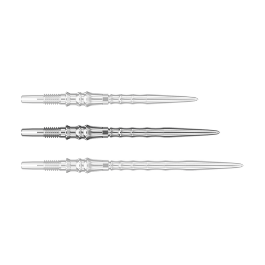 Target Japan Premium Swiss Point Dart Tips - Silver Hier sieht man eine einzelne silberne SwissPoint-Dartspitze mit 35 mm Länge. Die Spitze ist Teil der Target Japan Premium Serie.