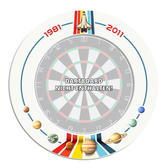 McDart Space Shuttle Dartboard Surround Das Bild zeigt den McDart Weltraum Shuttle Dartboard Surround. Es handelt sich um einen Schutzring für Dartboards.
