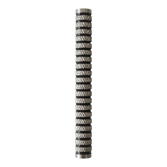 Zu sehen sind die McDart Black Ring Knurled Softdart Barrels - 18g. Das Bild illustriert das Produkt mit schwarzen Rillen für einen besseren Halt.