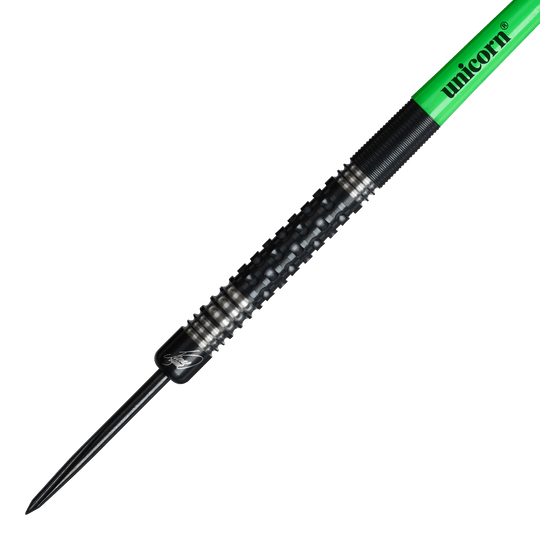 Auf diesem Bild sind die Unicorn Wraith James Wade Steeldarts zu sehen. Diese Darts sind besonders für professionelle Spieler geeignet.