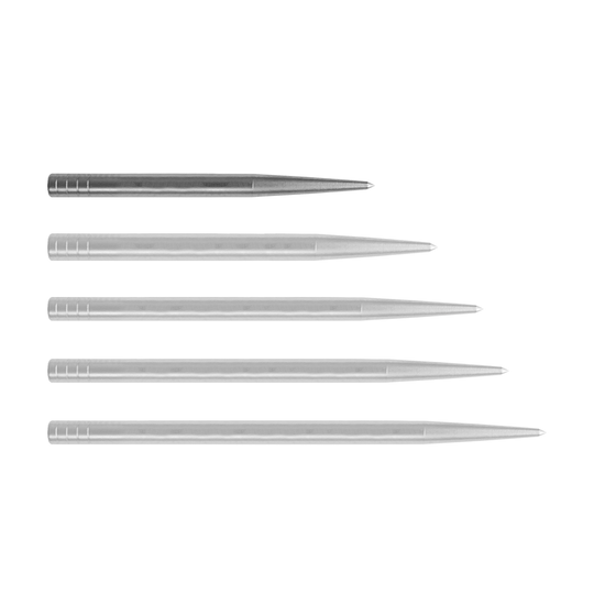 Condor Beak Point Without Cut dart tips Dartspitzen in einheitlicher Form liegen ordentlich nebeneinander. Die Oberfläche ist glänzend.