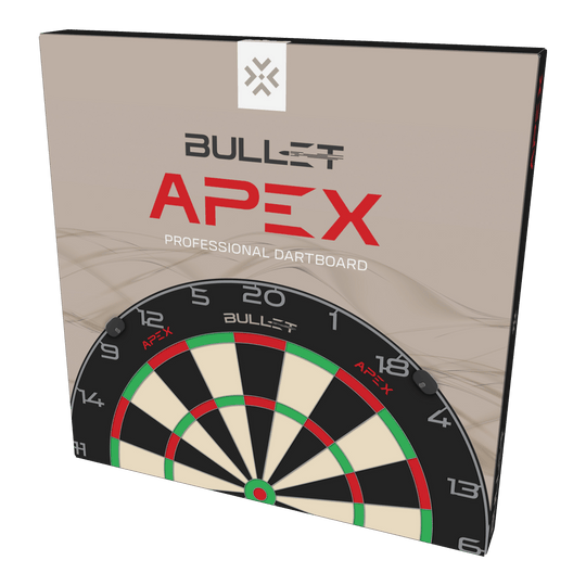 Abgebildet ist das Bullet Apex Steeldartboard. Das Produkt wird aus einer anderen Perspektive gezeigt.