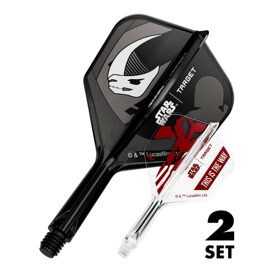 Target Star Wars K-Flex Set Mandalorian No6 Flights Zwei Dart-Flügel-Sets mit Mandalorianer-Design, bekannt aus Star Wars. Die Flights sind 19 mm groß und für Dartpfeile geeignet.