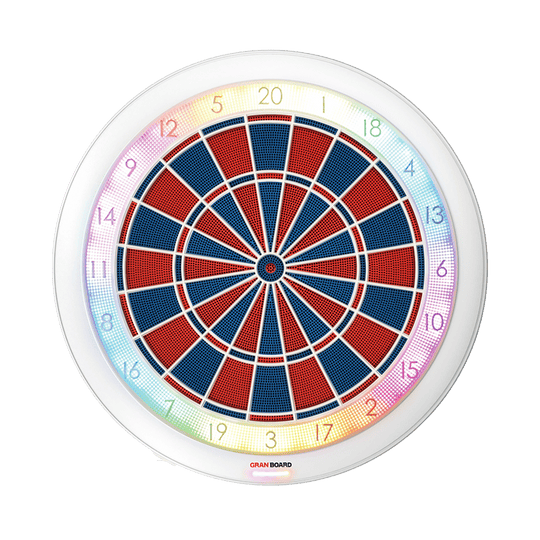 GranBoard 132 Electronic Dartboard with Hybrid Pro Dartboard Stand Das Bild zeigt das GranBoard 132 Elektronisches Dartboard mit Hybrid Pro Dartboardständer. Es handelt sich um ein Dartboard-Set, das für Spieler entwickelt wurde.