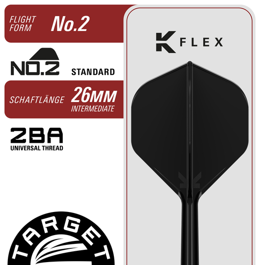 Target Japan Black Marque Creed Swiss Point Steeldarts - 23g sind zu sehen. Das Bild zeigt die Darts aus einer anderen Perspektive.