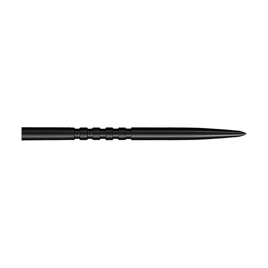 Auf diesem Bild sind schwarze Steeldartspitzen zu sehen. Das Modell Grip Point hat eine Länge von 45 mm.