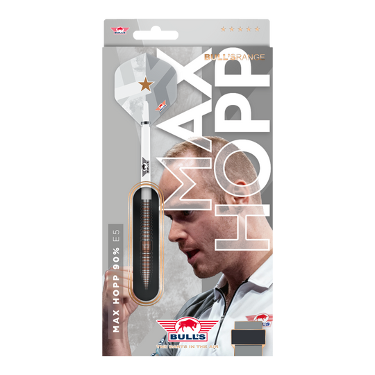 Bulls NL Max Hopp E5 steel darts Zu sehen sind die Bulls NL Max Hopp E5 Steeldarts. Diese Steeldarts sind für Präzision und Kontrolle beim Werfen ausgelegt.