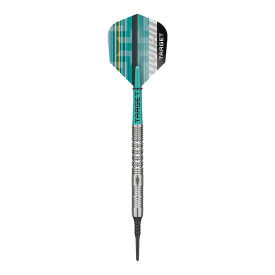 Abgebildet sind die Target Hydro 12 Softdarts. Sie zeichnen sich durch ihr modernes Design aus.