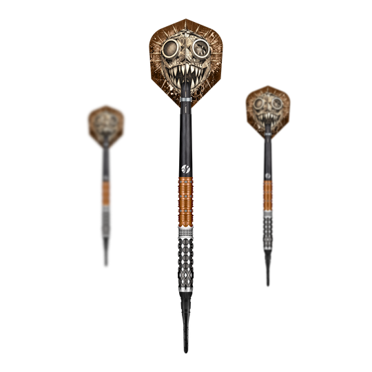 Shot Gnarly Gnasha Soft Darts - 20g Zu sehen ist ein Set der Shot Gnarly Gnasha Softdarts - 20g. Die Abbildung zeigt die Zusammensetzung des Dart-Sets.