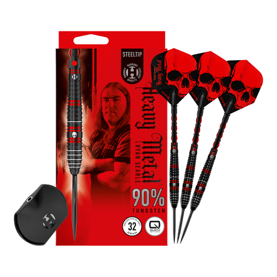 Abgebildet ist ein Harrows Ryan Searle 90% Steeldarts Quick Point Steeldart. Es handelt sich um einen hochwertigen Steeldart.