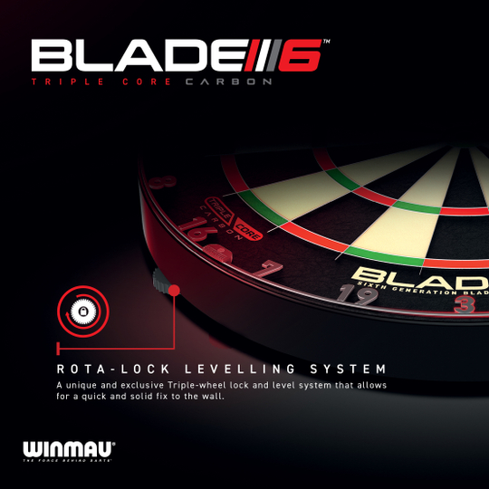 Winmau Blade 6 Triple Core Set with PDC Surround and 2 sets of darts Dieses Bild zeigt das Winmau Blade 6 Triple Core Set mit PDC Surround und 2 Sets Darts. Das komplette Set eignet sich ideal für Anfänger und Profis.