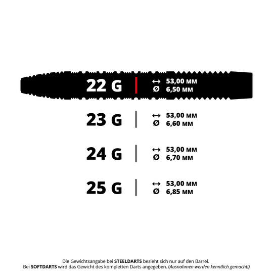 Abgebildet ist ein Steeldartpfeil, vermutlich ein Target Bolide Envy 01 mit 22g Gewicht. Der Pfeil wird zum Darts spielen verwendet.