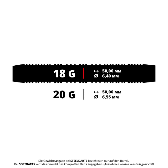 Harrows Impact Soft Darts Illustration eines Harrows Impact Softdarts mit 18 Gramm Gewicht. Der Softdart ist für den Einsatz an elektronischen Dartscheiben geeignet.