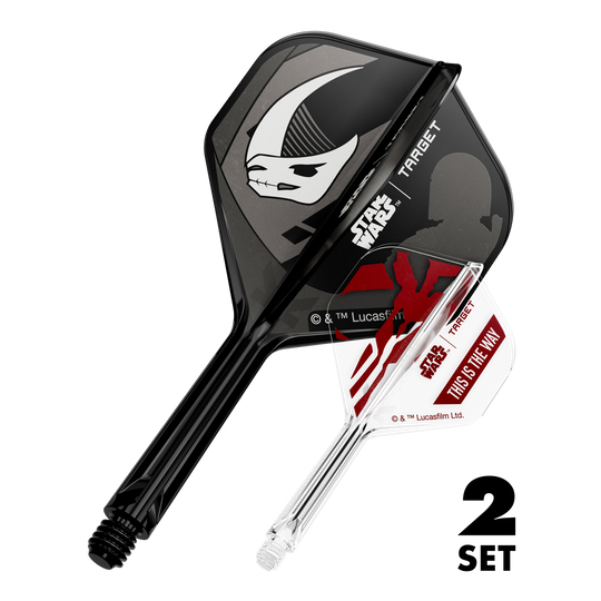 Target Star Wars K-Flex Set Mandalorian No2 Standard Flights Das Bild zeigt das Produkt mit dem Dateinamen 410621_Target_StarWars_K-Flex_Mandalorian_2PackSet_No2_Standard_Flights_26mm_1. Es handelt sich vermutlich um Dartzubehör mit Star Wars Mandalorian Motiv.
