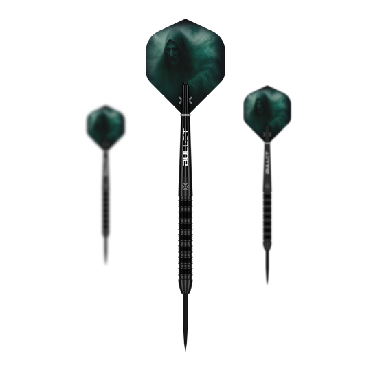 Bullet Shadow steel darts Abgebildet ist das Set Bullet Shadow Steeldarts. Das Set besteht aus mehreren Steeldarts mit elegantem Aussehen.