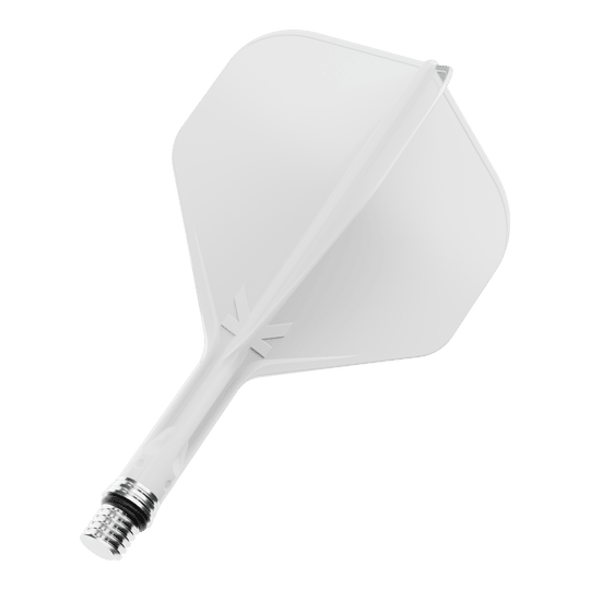 Target K-Shift No2 Standard Flights - White Das Bild zeigt einen weißen Dart Flight. Es handelt sich wahrscheinlich um die Variante mit 19 mm Größe.
