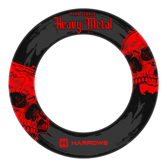Harrows Ryan Searle Heavy Metal Surround Harrows Ryan Searle Heavy Metal Surround ist auf diesem Bild zu sehen. Das Produkt ist rund und dient als Dartboard-Umrandung.