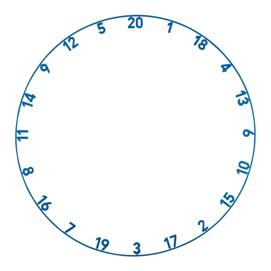Precise 180 Endorphine steel dartboard with number ring - Arctic Blue Das Precise 180 Endorphine Steeldartboard mit Nummernring in Arctic Blue ist abgebildet. Das Bild zeigt das Dartboard aus einer anderen Perspektive.