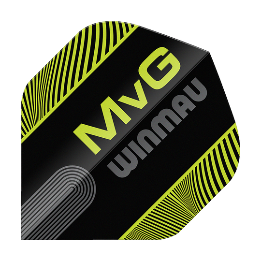 Winmau Prism Delta MvG Black Green Text No2 Standard Flights Das Set Winmau Prism Delta MvG Black Green Text No2 Standard Flights wird gezeigt. Die Flights bestechen durch ihr spezielles Design.