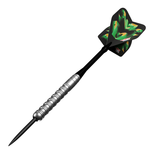 Bulls NL Chaos Green Steel Darts - 24g Das Bild zeigt die Bulls NL Chaos Green Steeldarts - 24g. Die grünen Steeldarts sind nebeneinander angeordnet.