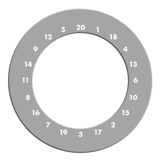 Zu sehen ist ein graues Dartboard Surround ohne Logo. Die Umrandung schützt die Wand vor Pfeilen beim Dartspielen.