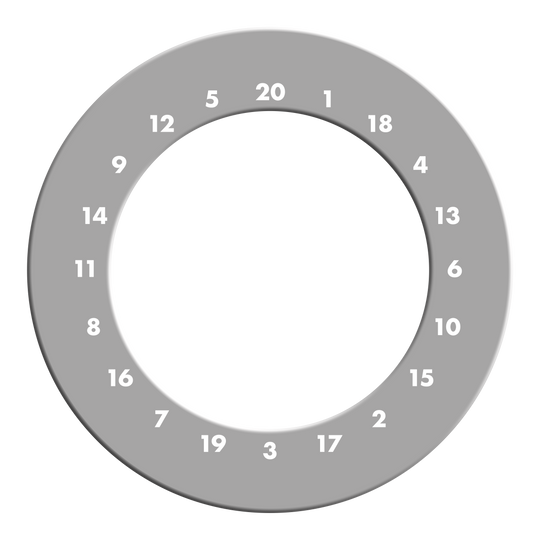HD Numbers Dartboard Surround - Custom Colors Zu sehen ist ein graues Dartboard Surround ohne Logo. Die Umrandung schützt die Wand vor Pfeilen beim Dartspielen.