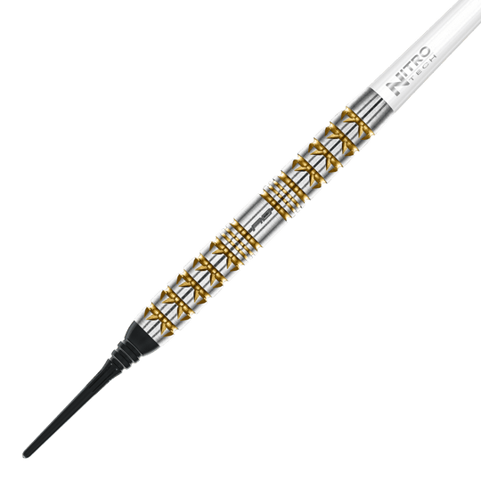 Zu sehen sind die Red Dragon Paradym Gold Parallel Softdarts mit 20g Gewicht. Die Darts haben eine goldene Optik und ein stilvolles Aussehen.