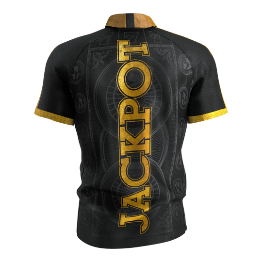 Abgebildet ist das Target Adrian Lewis Dartshirt 2026. Es handelt sich um ein Darts-Shirt mit einzigartigem Look.