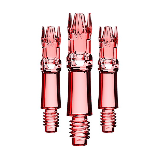 L-Style L-System Replacement Shafts - Clear Red Das Bild zeigt ein Set roter transparenter Ersatzshafts. Mehrere Shafts sind zu sehen.