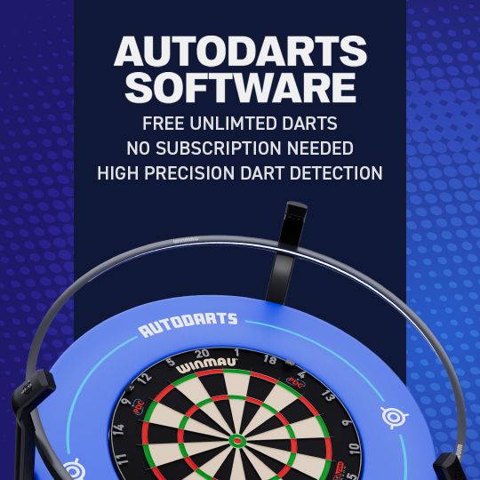 Das Bild zeigt das Autodarts Vantage Auto-Scoring System. Es handelt sich um ein System zur automatischen Punkteerfassung für Darts.