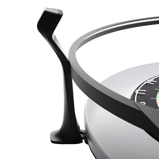 Scolia Home 2 FLEX - Electronic Autoscoring System with Lighting Ring 2026 Das Bild zeigt einen Teil des Scolia Home 2 FLEX, einem elektronischen Score-System mit Beleuchtungsring. Man sieht den schwarzen Befestigungsarm und den beleuchteten Ring rund um ein Dartboard.
