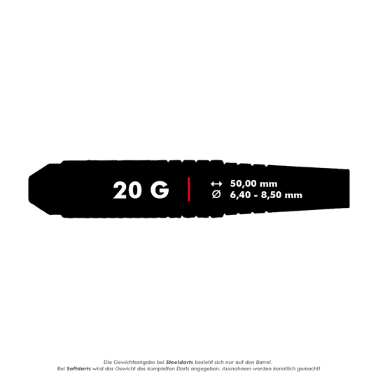 MCST7_McDart_Nickel_Silver_Steeldarts_5_20gQLPITytjxXOLQ Das Bild zeigt die McDart Nickel Silver Steeldarts mit einem Gewicht von 20 Gramm. Die Maße des Barrels sind 50,00 mm Länge und 6,40–8,50 mm Durchmesser.