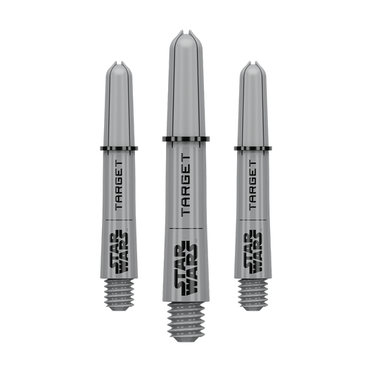 Target Star Wars ProGrip Shafts - Gray Das Bild zeigt vermutlich ein Set von Pro Grip Shafts in Grau, kurze Ausführung mit 34 mm Länge. Das Produkt ist wahrscheinlich aus der Star Wars Kollektion.