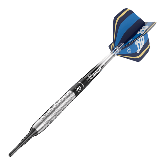 Das Bild stellt Bulls Leon Weber Softdarts - 22g dar. Diese Softdarts sind ideal für ambitionierte Dartspieler.