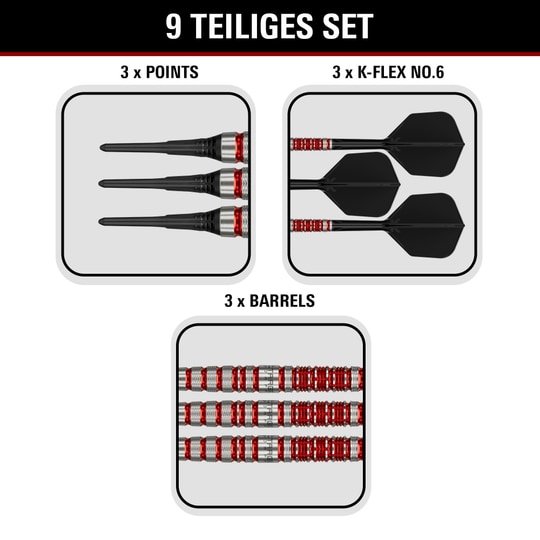 Target Black Marque Spinel Soft Darts - 21.5g Abgebildet sind Target Black Marque Spinel Softdarts mit einem Gewicht von 21,5g. Sie zeichnen sich durch eine edle Optik und hohe Qualität aus.