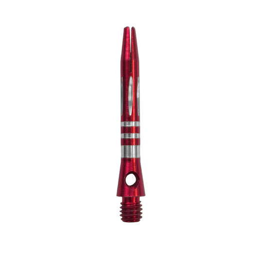 Ringed Diamond Cut Aluminum Shafts - Red - 35 mm Zu sehen ist der Ringed Diamond Cut Aluminium Shafts - Rot - 35 mm. Der Schaft ist aus rotem Aluminium gefertigt und besitzt eine strukturierte Oberfläche.