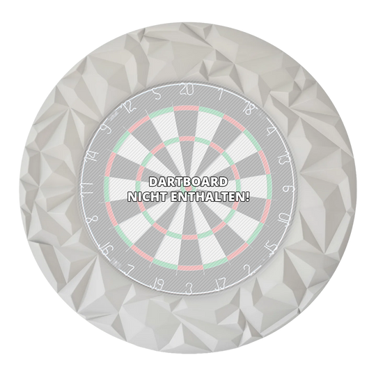 Precise 180 3D Dartboard Surround Subterra - Nordic Grey Das Foto zeigt das Precise 180 3D Dartboard Surround Subterra in Nordic Grey. Es handelt sich um ein hochwertiges Zubehör für Dartboards, das Schutz und Stil vereint.