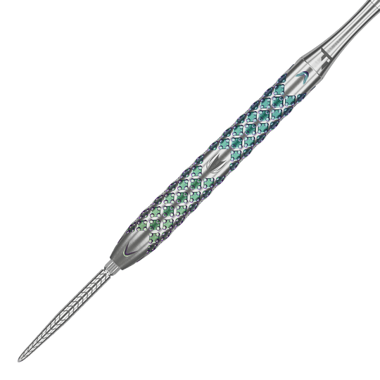 Target Rove 03 Swiss Point steel darts Der Target Rove 03 Swiss Point Steeldart hat ein silbernes Gehäuse mit auffälligem, farbig schimmerndem Griffmuster. Die Spitze ist fein strukturiert und sorgt für präzise Würfe.