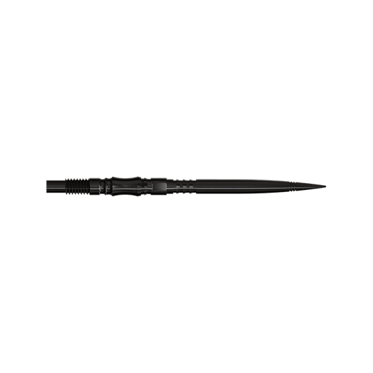Dartspitzen der Axis Black Elite Serie in 35mm sind zu sehen. Die Spitzen sind schlank und dunkel.