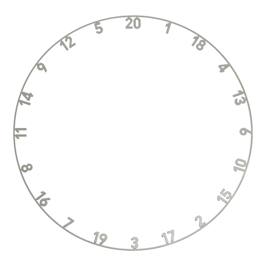 Precise 180 Endorphine Steel Dartboard with Numbered Ring - Nordic Grey Hier wird das Precise 180 Endorphine Steeldartboard mit Nummernring in Nordic Grey dargestellt. Die edle grau-schwarze Optik macht das Board besonders.