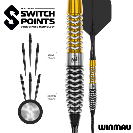 Winmau Exion Torpedo Switch Points Steeldarts Das Bild zeigt vermutlich einen Winmau Exion Torpedo Switch Points Steeldarts aus einer anderen Perspektive. Es handelt sich um ein Produkt speziell für den Dartsport.