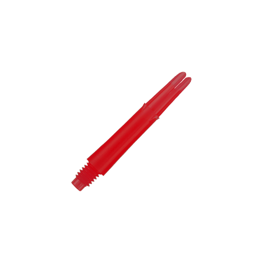 L-L-Style-Shafts Locked Straight - Red Das Bild zeigt einen geraden, roten Dart-Schaft. Er besitzt ein Gewinde an einem Ende und ist ohne Kappen abgebildet.