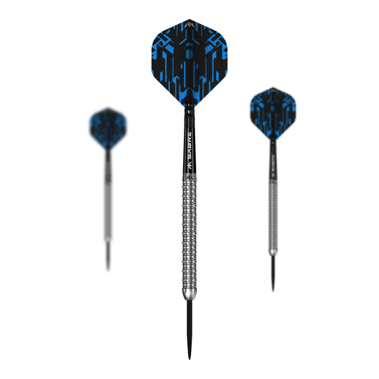 Mission Jack Tweddell Silver Steel Darts Ein Bild mit dem Dateinamen M002000_Mission_Jack_Tweddell_Silver_Steeldarts_1Set. Es zeigt wahrscheinlich ein Set aus silbernen Steeldarts.